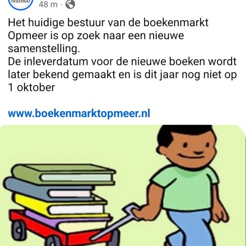 Huidige bestuur van de boekenmarkt Oomeer is op zoek naar een nieuwe samenstelling
